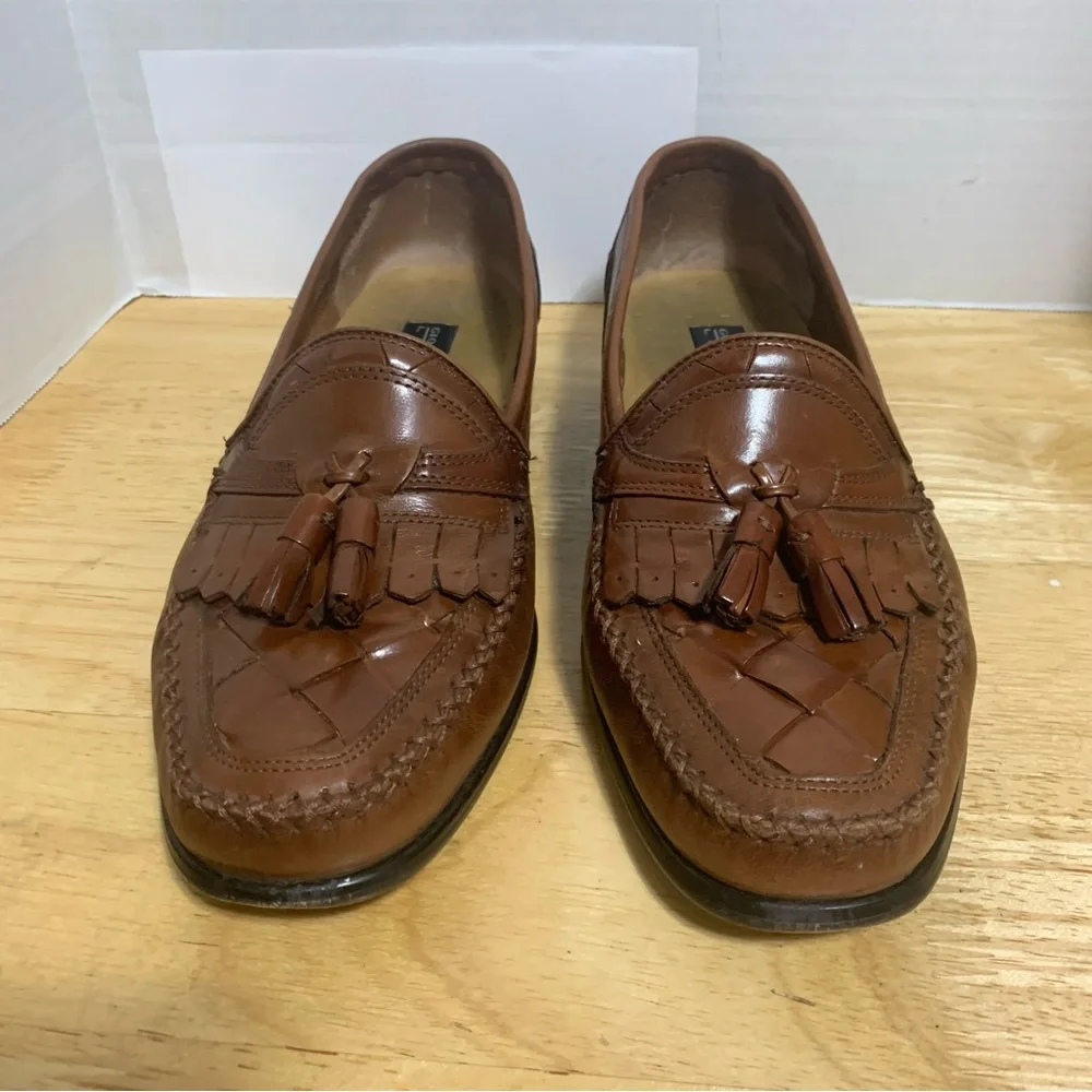 Mens GIORGIO BRUTINI Le Glove Loafers Brown Leather Kiltie Tassel Shoes Sz 9D‎